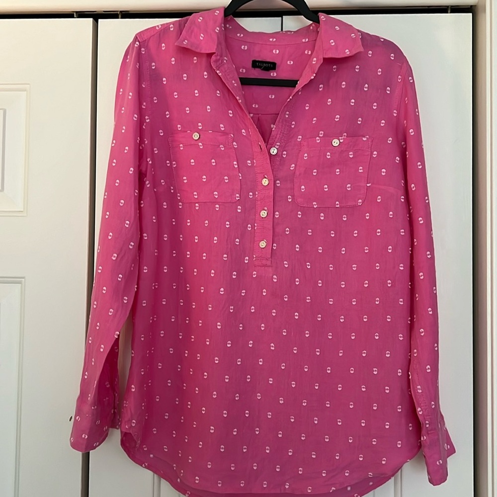 Women’s Talbots long sleeve pink/white long sleeve shirt